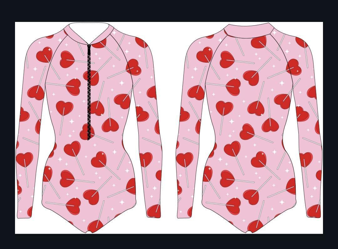 sweetheart long and short sleeved swim suits are available now