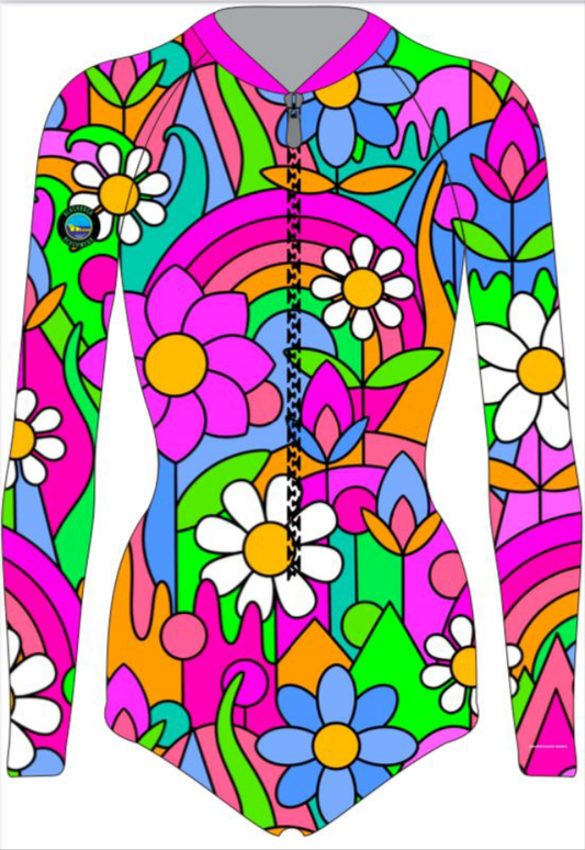 Pre order our Trippin on flora long sleeved swimsuits