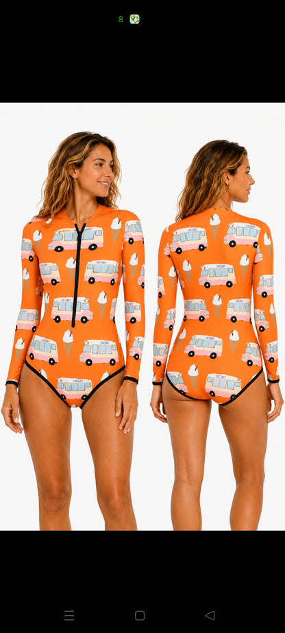 Mrs O Long Sleeved Swimsuit. Bright, Bold and Beautiful.